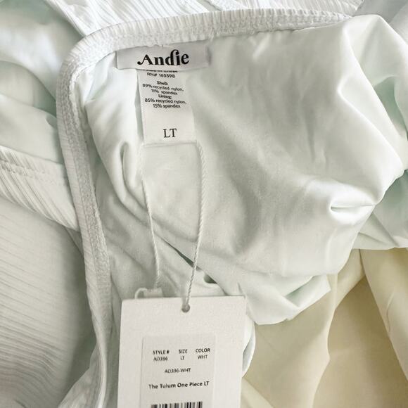 Andie The Tulum One Piece Rib White Swimsuit Size LT - Picture 6 of 10